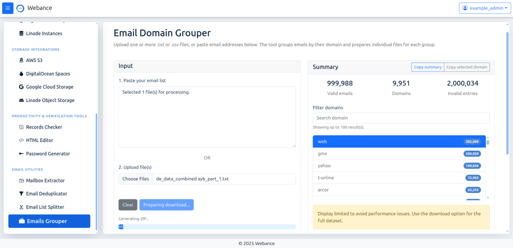 Email List Grouping Service By Domain